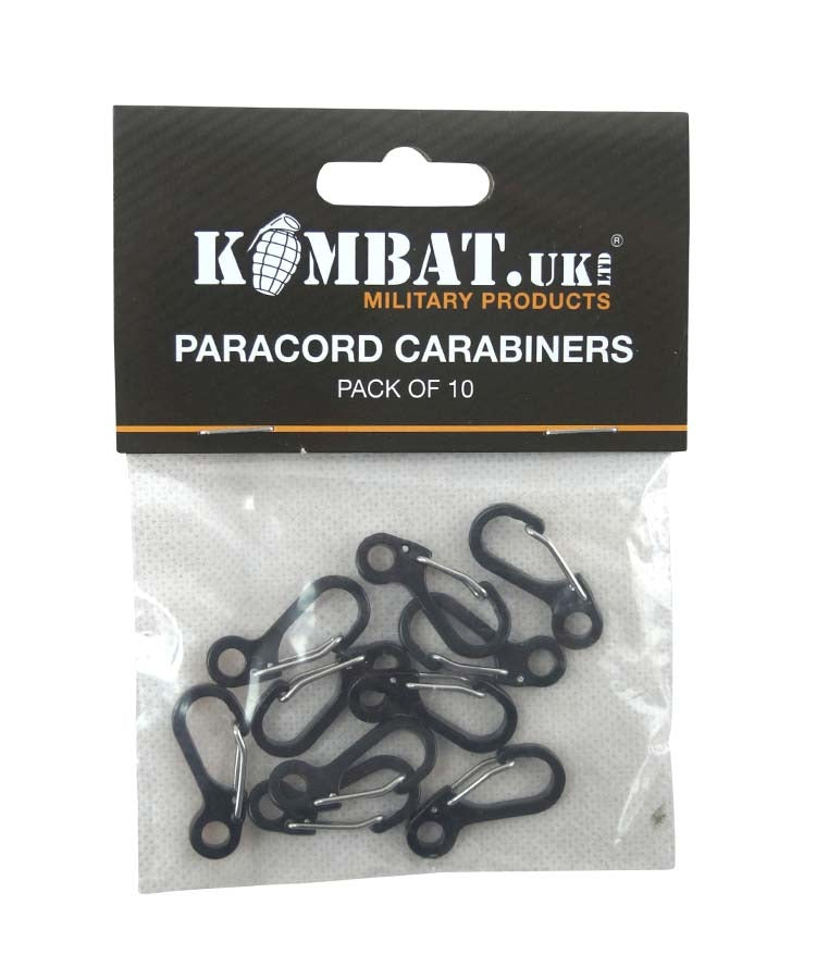 Kombat UK Paracord Carabiners Metal - 10 Pack - Black
