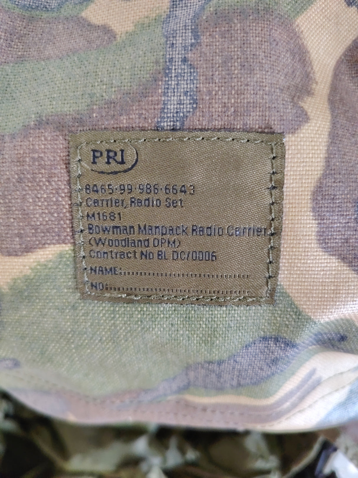 British Military PRI Bowman Manpack Radio Carrier DPM Bag