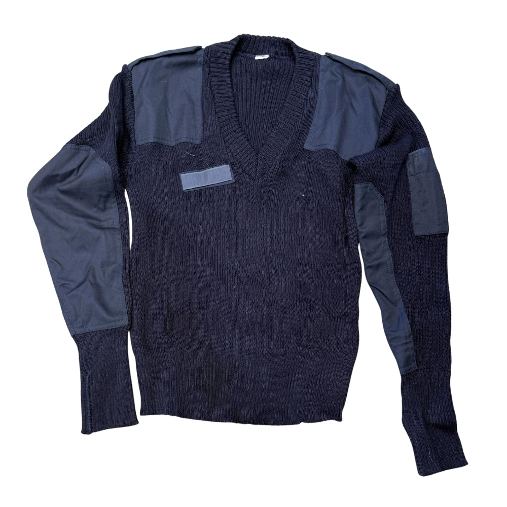 British Royal Navy Blue Wool Thermal Crew Neck Jumper