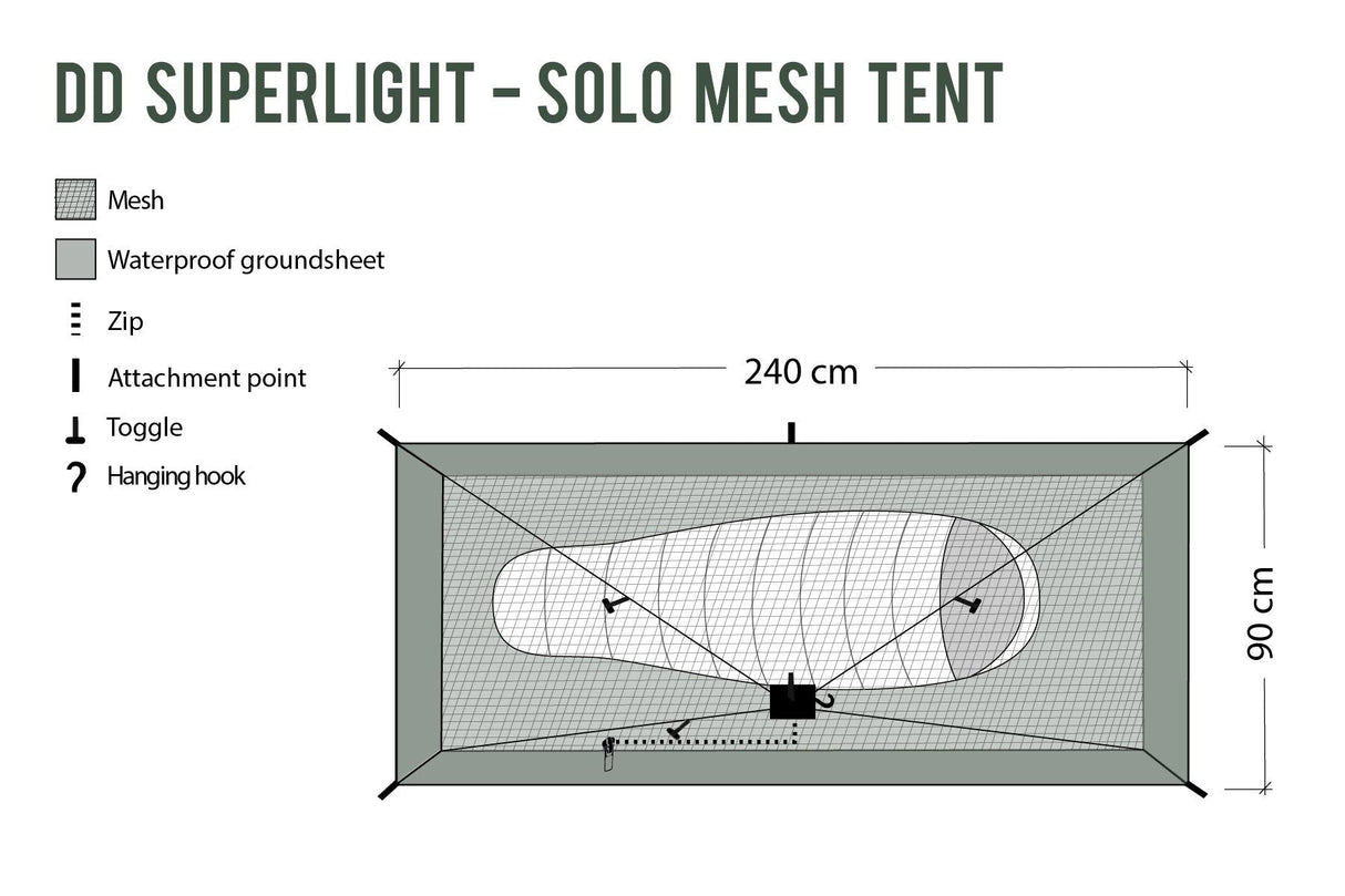 DD Hammocks SuperLight - Solo Mesh Tent