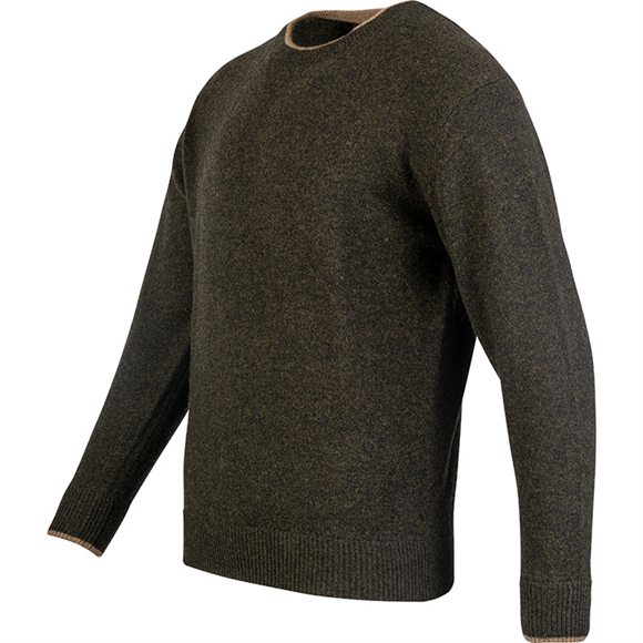 Jack Pyke Ashcombe 100% Lambswool Crewknit - Dark Olive
