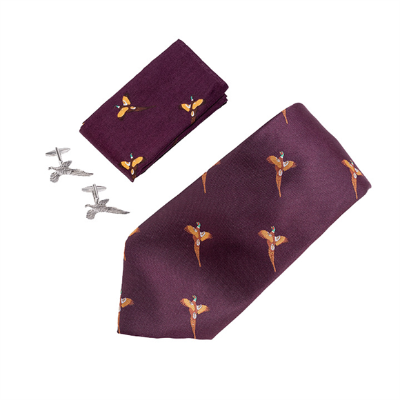Jack Pyke Tie Hanky And Cufflinks Gift Set - Pheasant