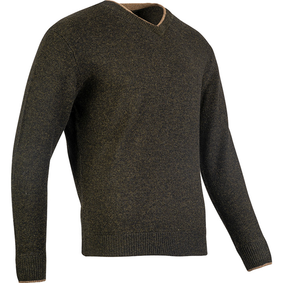 Jack Pyke Ashcombe 100% Lambswool V-Neck - Dark Olive