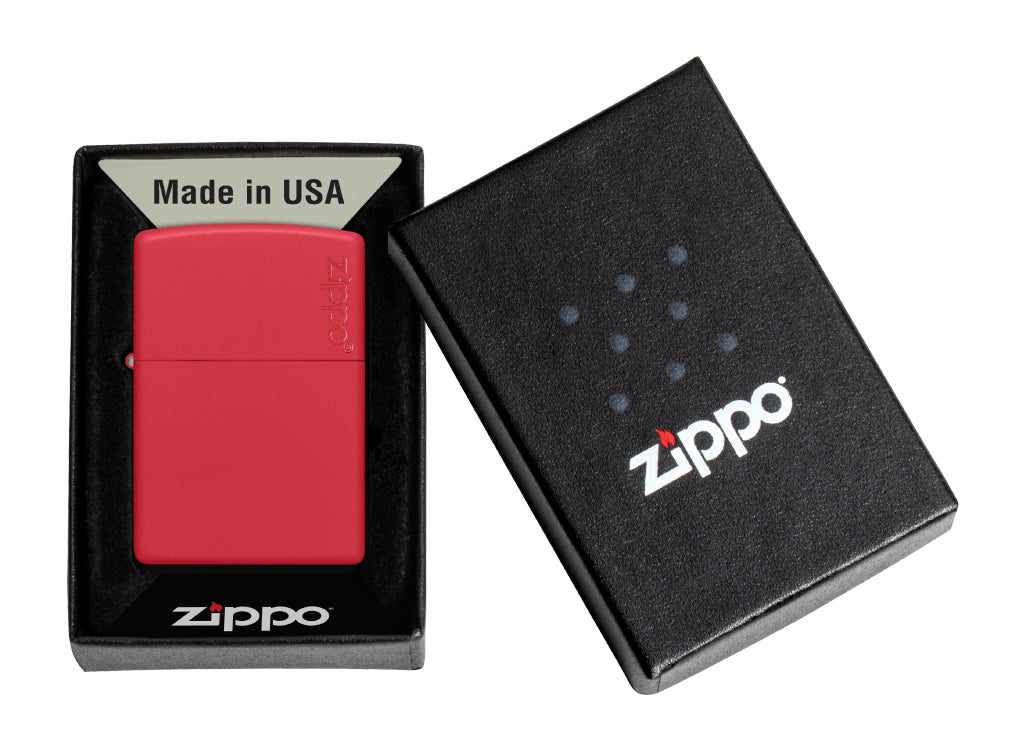 Zippo Classic Red Matte Lighter with Zippo Logo