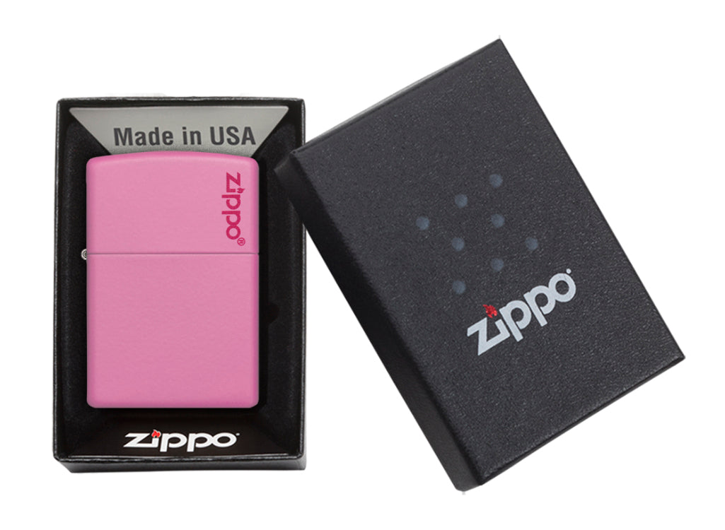 Zippo Classic Pink Matte Lighter with Zippo Logo