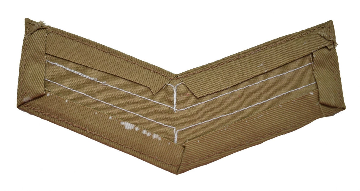 British Military 2 Bar Corporal Chevron White & Brown Badge