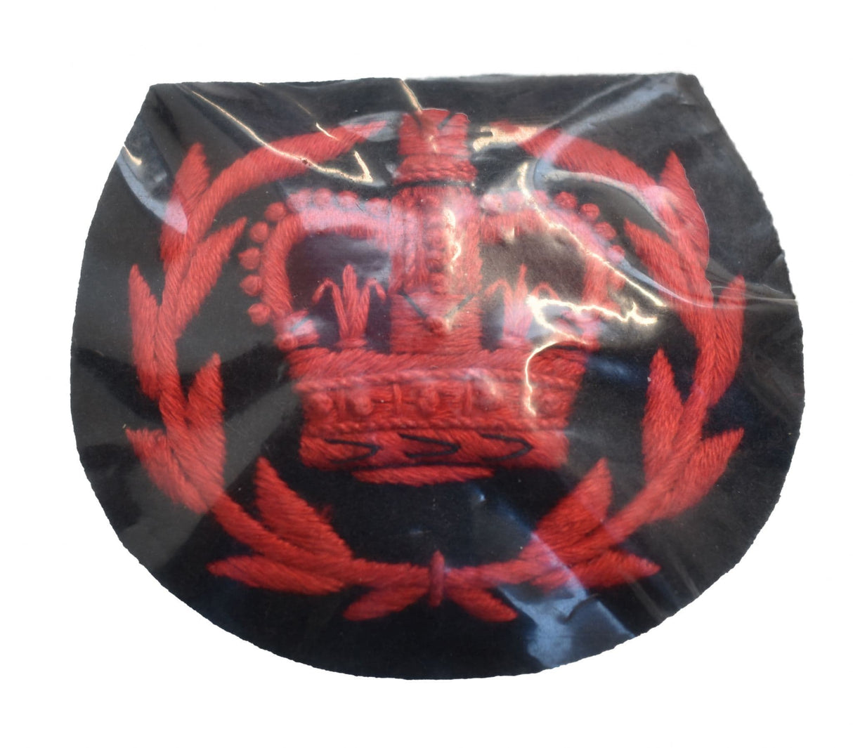 British Military Crown in Wreath Patch - Red on Black