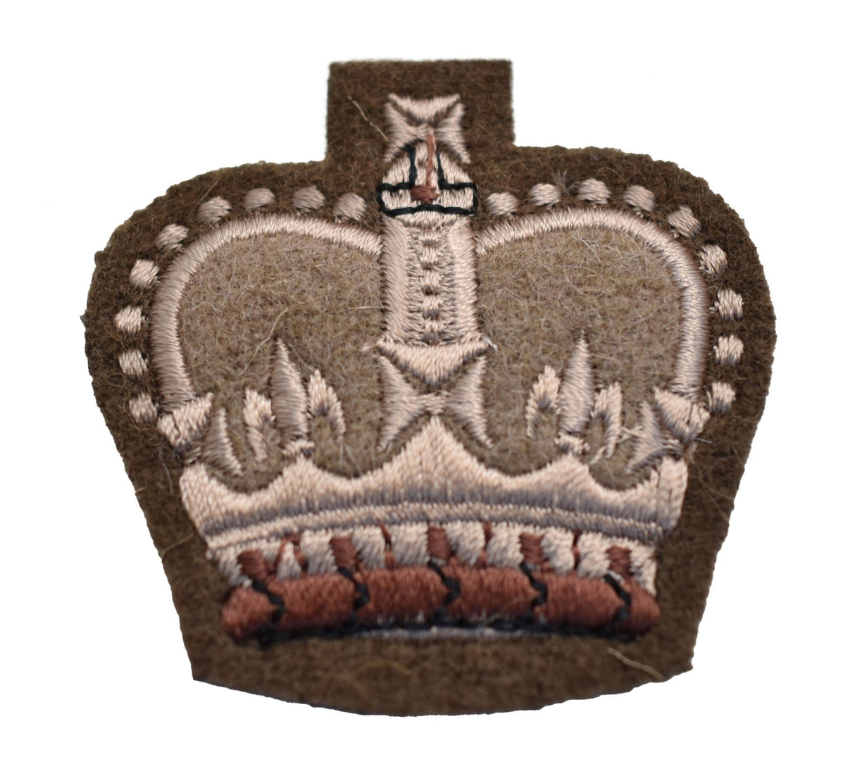 British Military Crown Insignia Patch - Brown/Cream on Khaki
