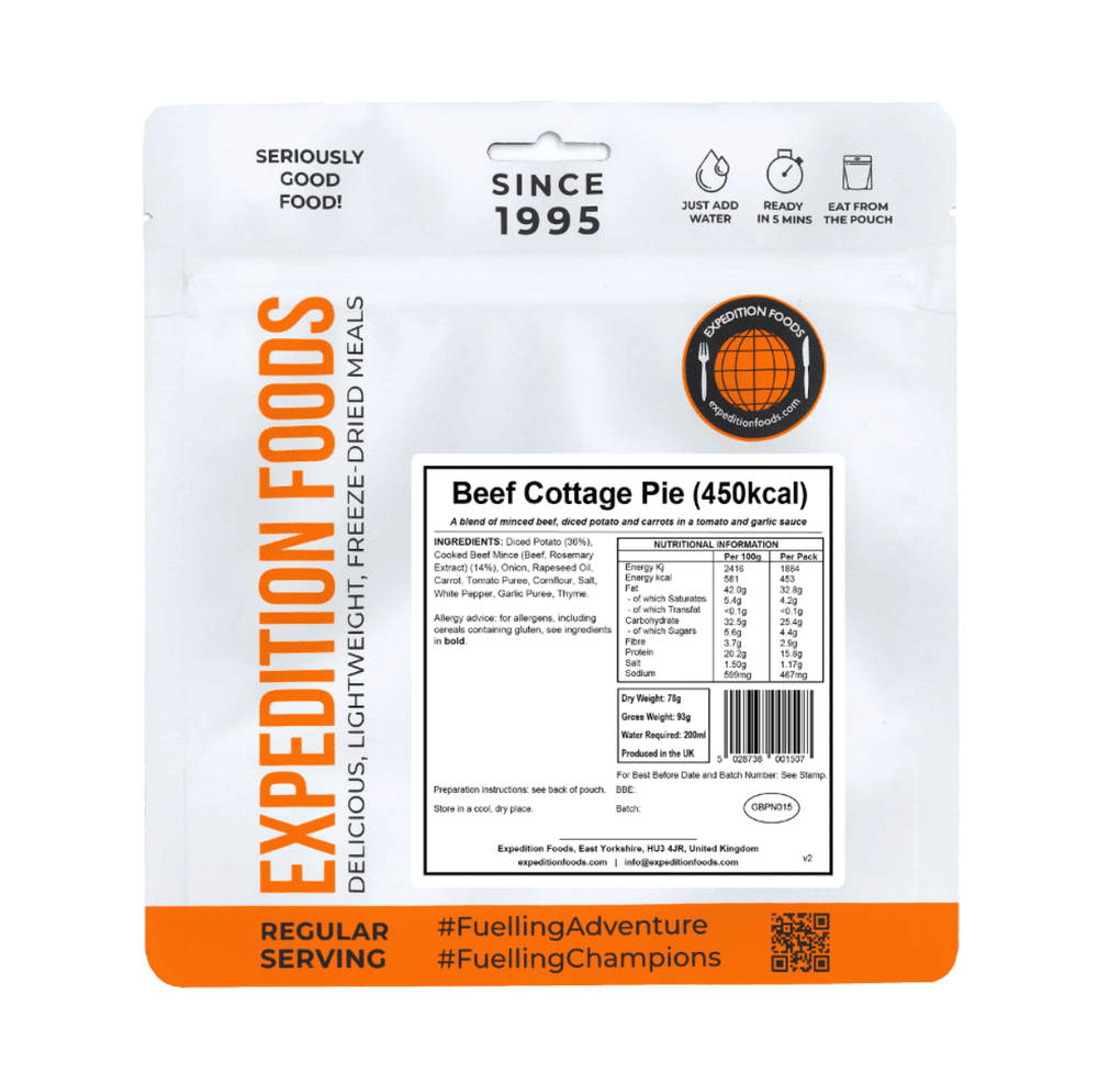 Expedition Foods Freeze Dried Meal Pouch - Beef Cottage Pie - Various Sizes
