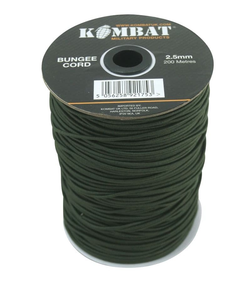 Kombat UK 2.5mm Bungee Cord - 200m - Olive Green