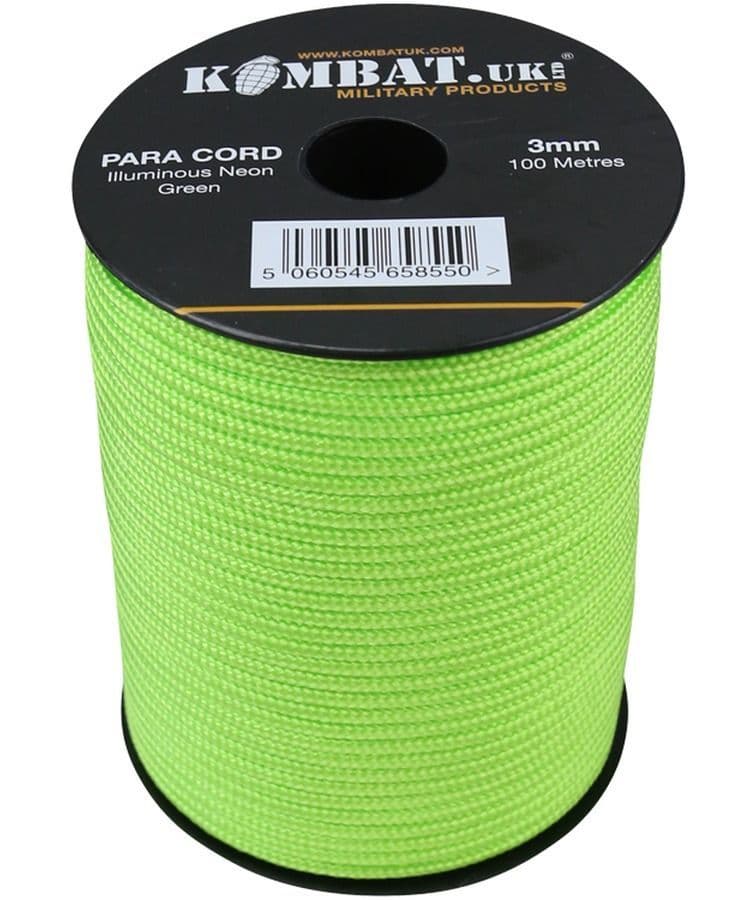 Kombat UK Paracord 100m Roll - Neon Green