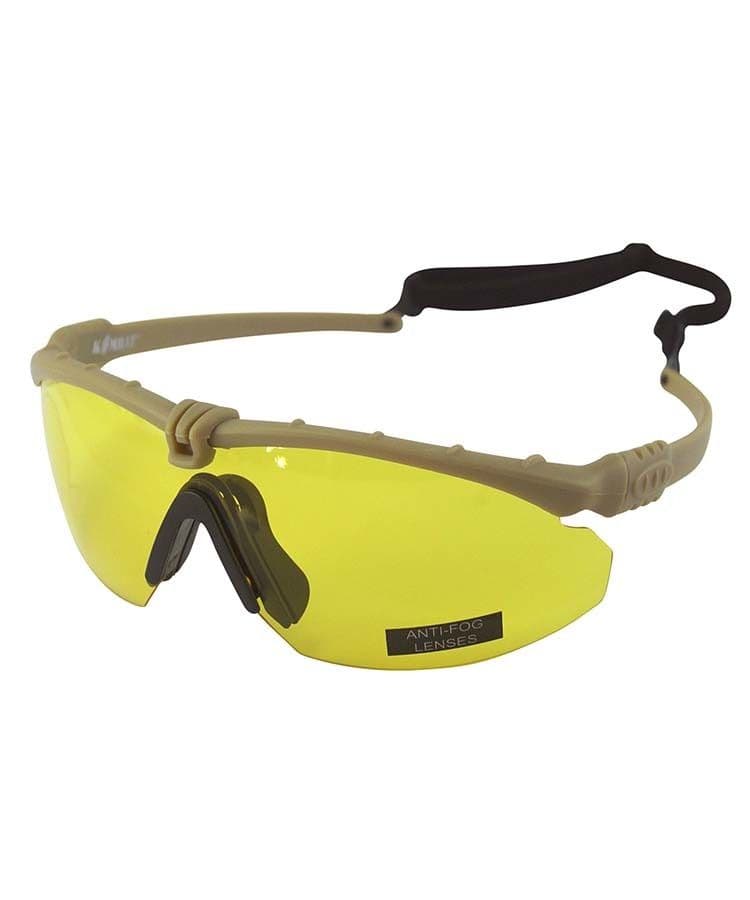 Kombat UK Ranger Protective Glasses with Yellow Lenses - Coyote Frame