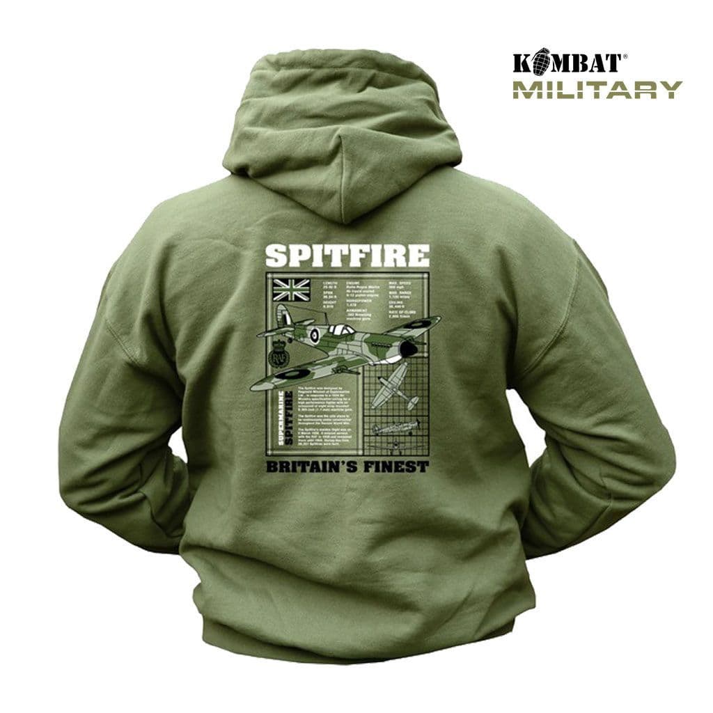 Kombat UK Spitfire Graphic Crew Sweatshirt in Olive Green