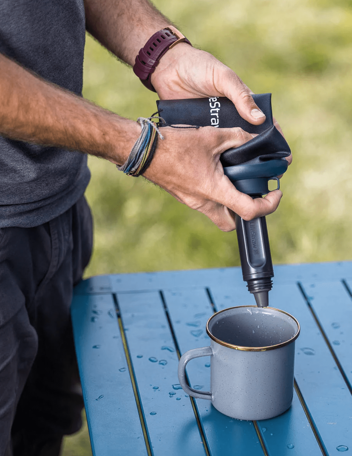 LifeStraw Peak Series Collapsible Squeeze 1L Bottle With Filter - Dark Grey