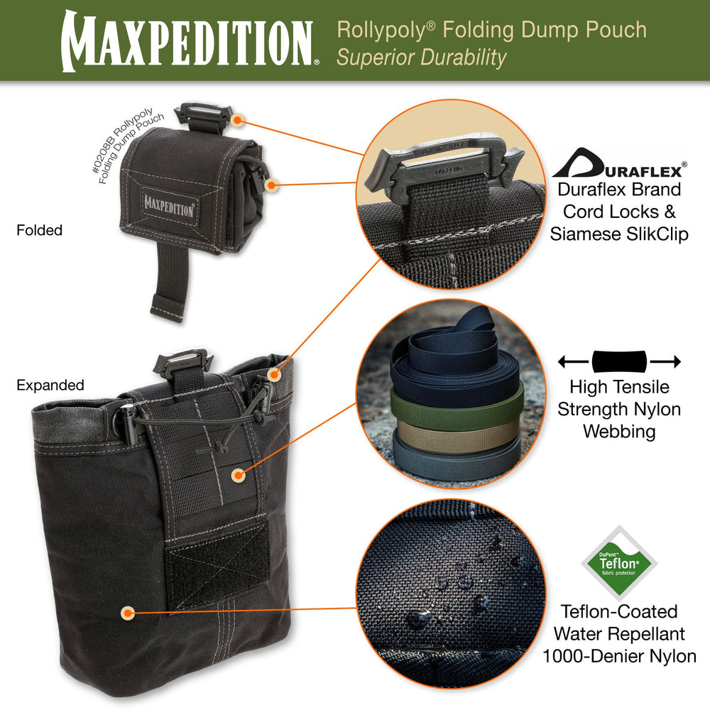 Maxpedition ROLLYPOLY Black Folding Dump Pouch