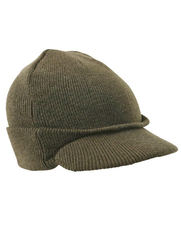 Kombat UK Peaked Beanie (WWII Style) - Olive Green