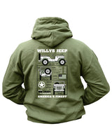 Kombat UK Willys Jeep Hoodie - Olive Green (New Design)