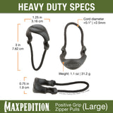 Maxpedition Large Black PZL Positive Zipper Pulls Pack of 6