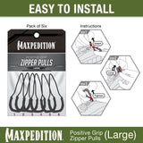 Maxpedition Large EMS PZL Positive Red Zipper Pulls Pack of 6