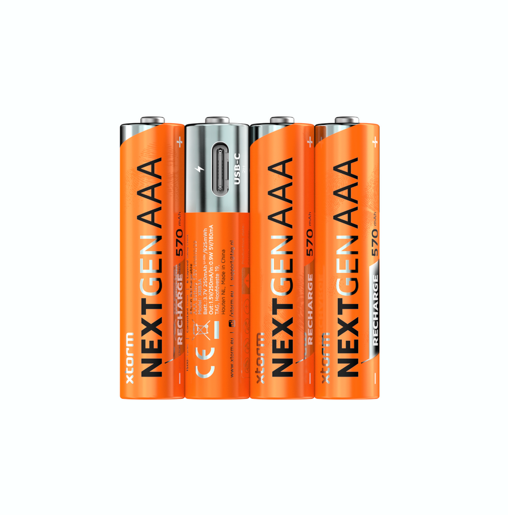 Xtorm Xtorm NextGen AAA Batteries USB-C Rechargeable - 4 Pack - Orange