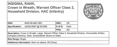 British Military Crown in Wreath Patch - Brown on Khaki