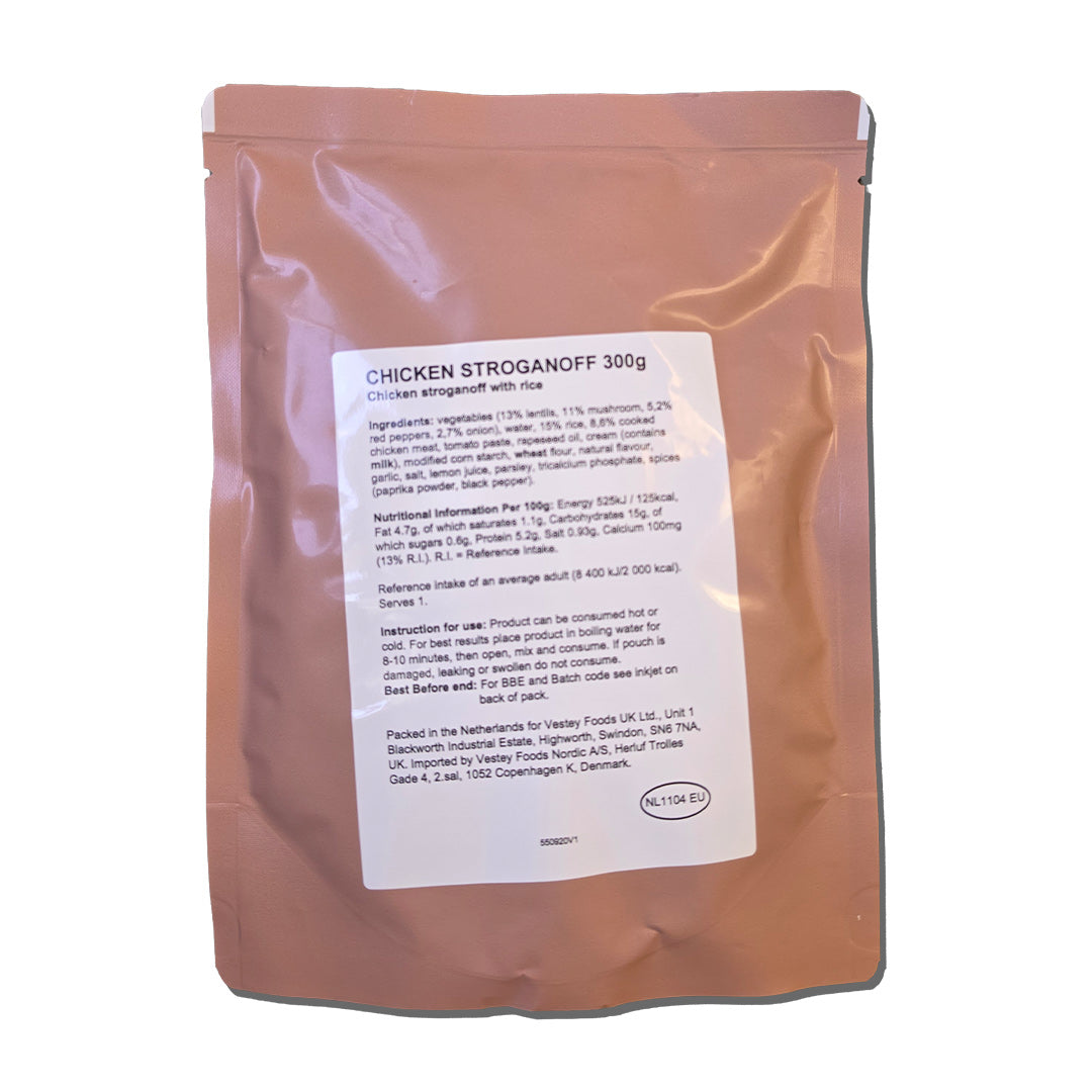 BULK BUY - British Military Ration Main Meal Pouch - Chicken Stroganoff 300g x 20