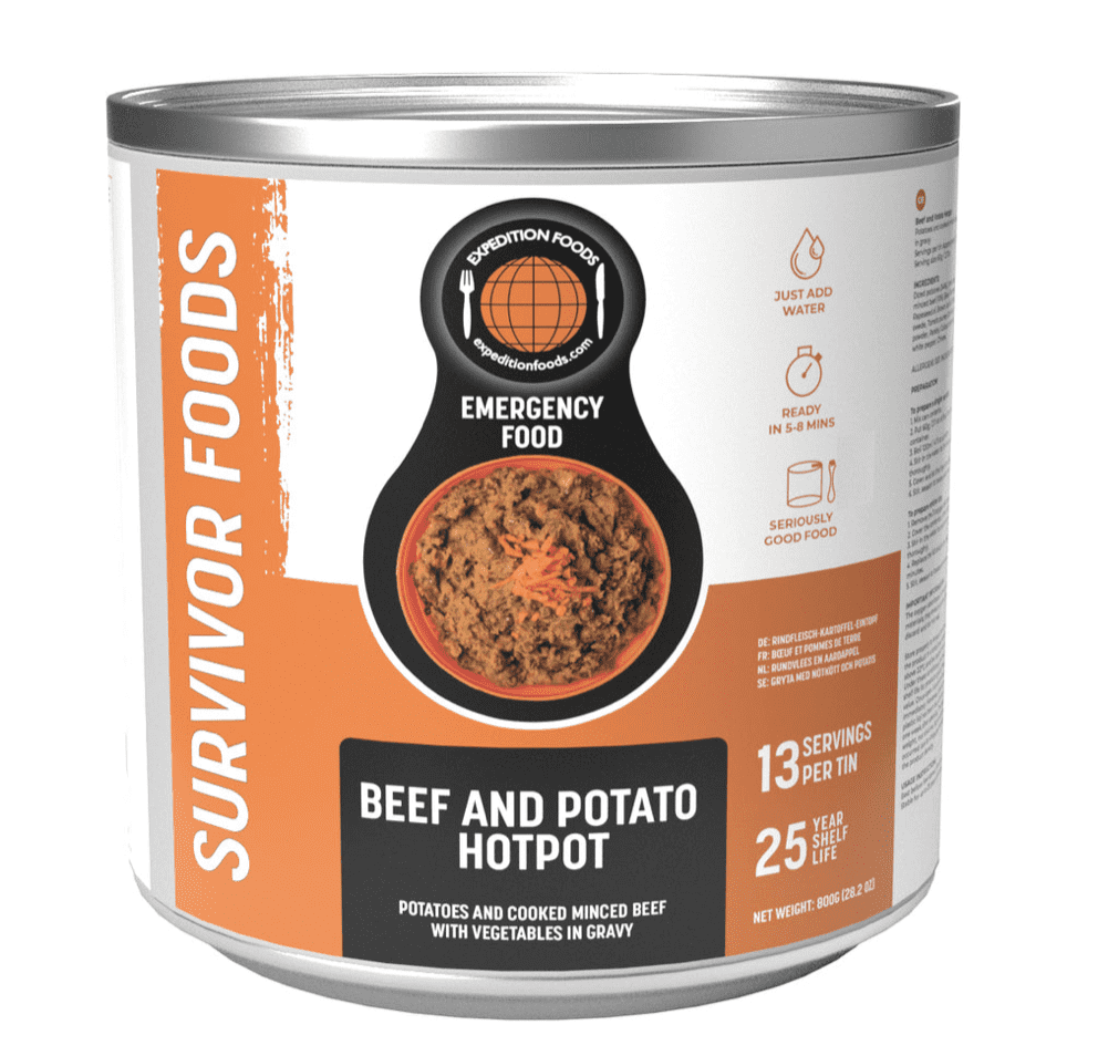Expedition Foods Freeze Dried Meal Tin Beef and Potato Hotpot - 13 Servings