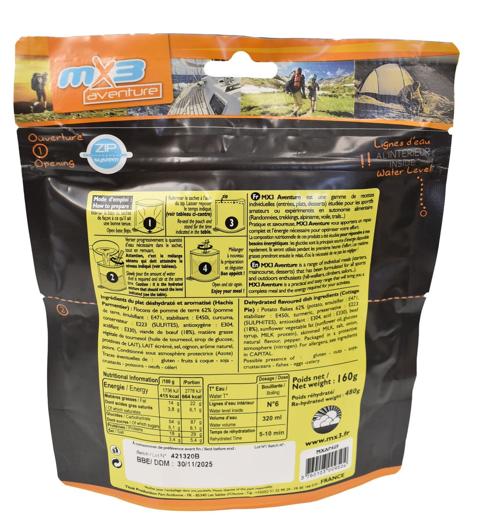MX3 Freeze Dried MRE Ration Meal Pouch - Cottage Pie 160g