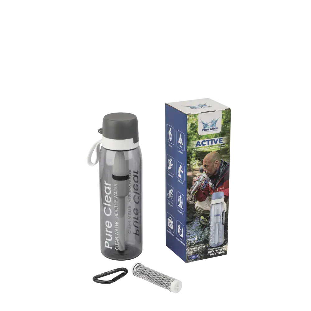 Pure Clear Active Water Filter Bottle - Grey